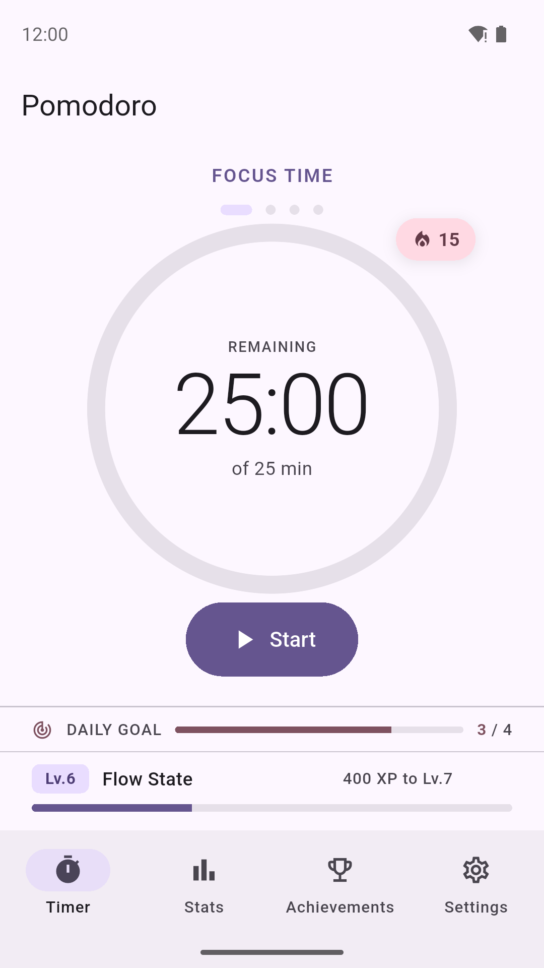 Timer screen